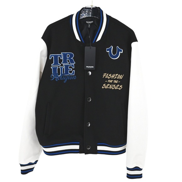 NWT Men's L True Religion Men's Varsity Bomber JacketHorseshoe Logo Streetwear